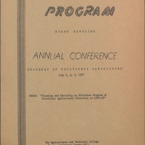 Program North Carolina Annual Conference Teachers of Vocational Agriculture
