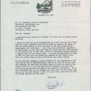 Letter from E.Y. Floyd to W.T. Johnson Regarding Changes to Project Rules