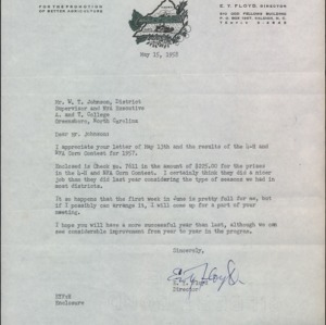 Letter from E.Y. Floyd to W.T. Johnson Regarding Contest