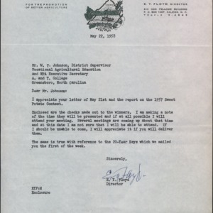 Letter from E.Y. Floyd to W.T. Johnson Regarding Competition