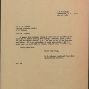 Memorandum from W. T. Johnson to G. F. Rankin Re: Meeting