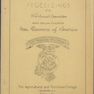 Proceedings of the 33rd Annual Convention North Carolina Association New Farmers of America