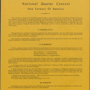 Announcement and Rules National Quartet Contest New Farmers of America