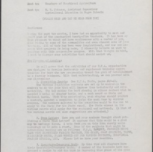 Memorandum from W. T. Johnson to Teachers of Vocational Agriculture