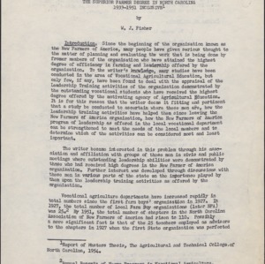 An Appraisal of the Leadership Training Activities of New Farmers of America by the Men Who Received the Superior Farmer Degree in North Carolina