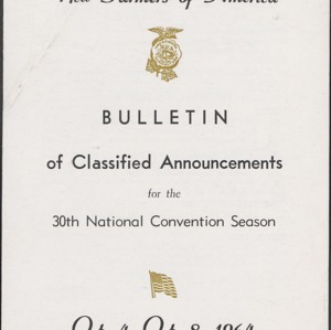 New Farmers of America Bulletin of Classified Announcements for the 30th National Convention Season