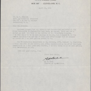 Letter from A. P. Bell to S. B. Simmons Re: Price Federation Materials and Information