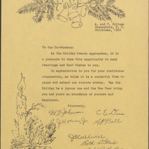 Holiday Greeting to A. and T. College Workers
