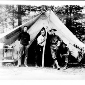 Men standing in front of a tent, 1910