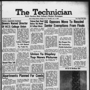 Technician, Vol. 46 No. 38 [Vol. 42 No. 38], January 4, 1962