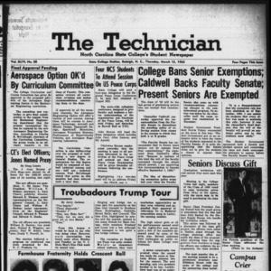 Technician, Vol. 46 No. 58 [Vol. 42 No. 58], March 15, 1962