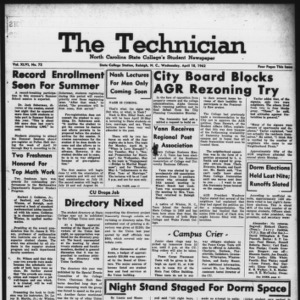 Technician, Vol. 46 No. 72 [Vol. 42 No. 72], April 18, 1962