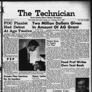 Technician, Vol. 48 No. 8 [Vol. 44 No. 8], October 2, 1963