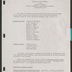 Board of Trustees, Minutes, 1972 November 18