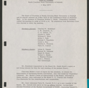Board of Trustees, Minutes, 1973 May 4