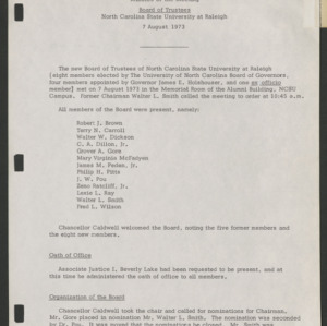 Board of Trustees, Minutes, 1973 August 7