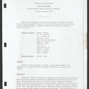 Board of Trustees Meeting Minutes, 1975 January 17-18