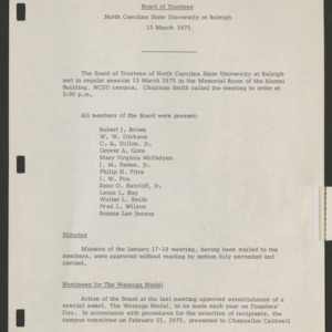 Board of Trustees, Minutes, 1975 March 13