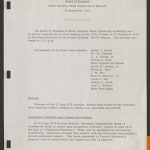 Board of Trustees, Minutes, 1975 September 20