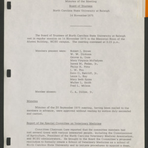 Board of Trustees, Minutes, 1975 November 14