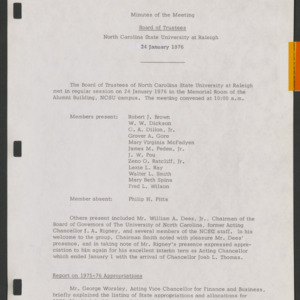 Board of Trustees, Minutes, 1976 January 24