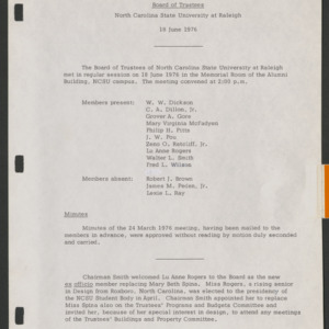 Board of Trustees, Minutes, 1976 June 18