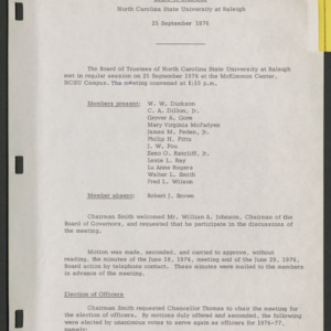 Board of Trustees, Minutes, 1976 September 25