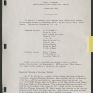 Board of Trustees, Minutes, 1976 December 4