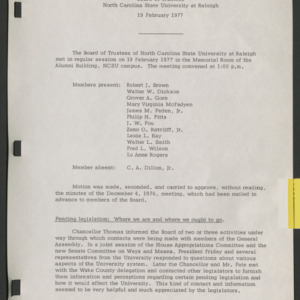 Board of Trustees, Minutes, 1977 February 19