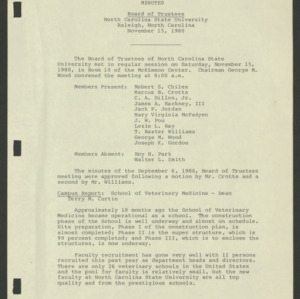 Board of Trustees, Minutes, 1980 November 15