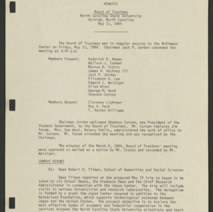 Board of Trustees, Minutes, 1984 May 11