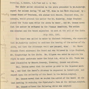 Board of Trustees Minutes, 1902 July 18-19