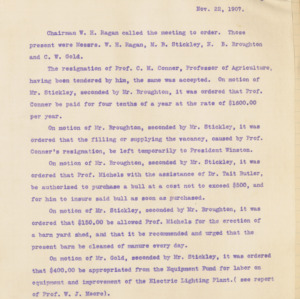 Executive Committee Minutes, 1907 November 22
