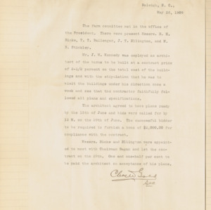 Farm Committee Minutes, 1909 May 26