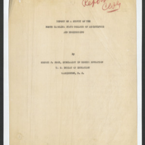Report on a Survey of North Carolina State College of Agriculture and Engineering by George F. Zook, [1923]