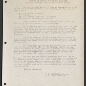 Building Committee Minutes, 1923 August 17