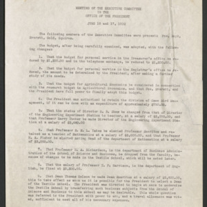 Executive Committee, Minutes, 1932 June 16 - 17