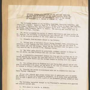 Board of Trustees, Building Committee, Minutes , 1927 October 12