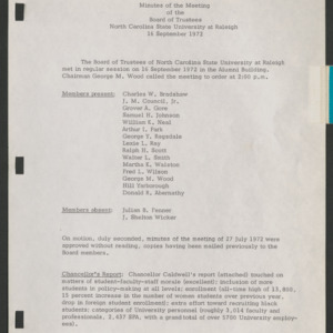 Board of Trustees, Minutes,  1972, September 16