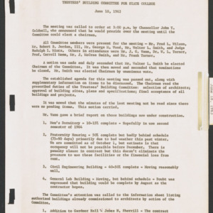 Board of Trustees Buildings and Property Committee Minutes, 1963 June 18