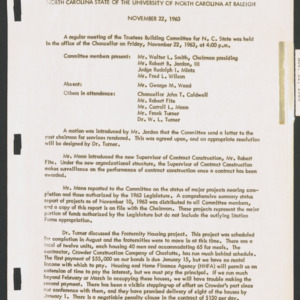 Board of Trustees Buildings and Property Committee Minutes, 1963 Nov 22