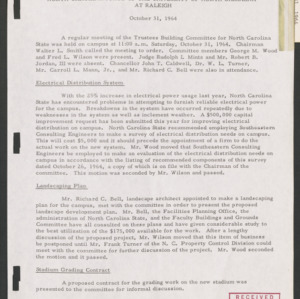Board of Trustees Buildings and Property Committee Minutes, 1964 Oct 31