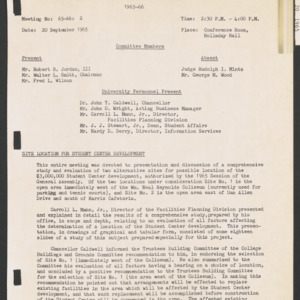 Board of Trustees Buildings and Property Committee Minutes, 1965 Sept 20