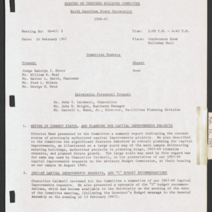 Board of Trustees Buildings and Property Committee Minutes, 1967 Feb 14