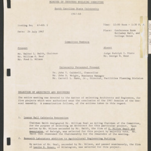 Board of Trustees Buildings and Property Committee Minutes, 1967 July 24