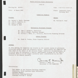Board of Trustees Buildings and Property Committee Minutes, 1969 Mar 14