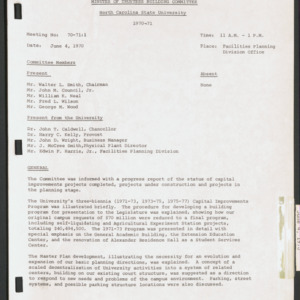 Board of Trustees Buildings and Property Committee Minutes, 1970 June 4
