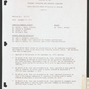 Board of Trustees Buildings and Property Committee Minutes, 1972 Nov 17