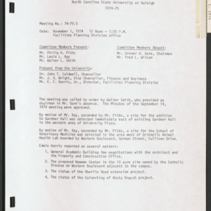 Board of Trustees Buildings and Property Committee Minutes, 1974 Nov 1