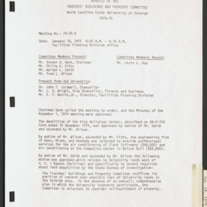 Board of Trustees Buildings and Property Committee Minutes, 1975 Jan 18